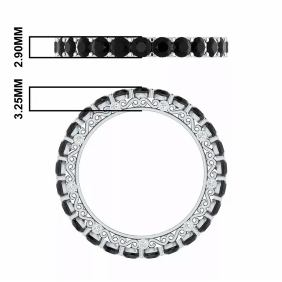 Lilith Black Sapphire Eternity Band Stacking Ring - Picture 3 of 8